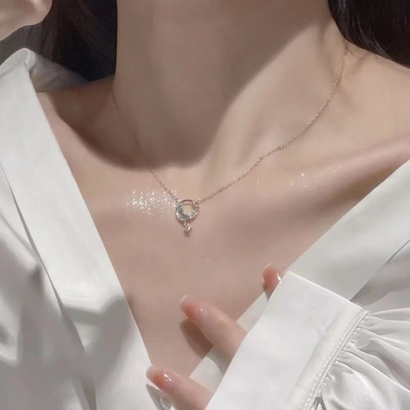 สร้อยคอโซ่เงิน จี้รูปดาว ดวงจันทร์ กาแล็กซี่ ไล่ฝัน สําหรับผู้หญิง