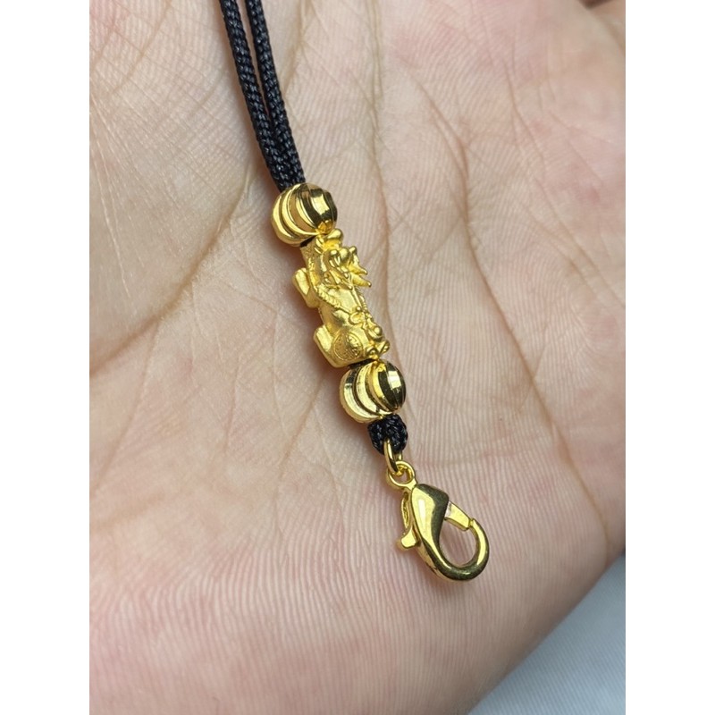 สร้อยเชือกร่ม+ปี่เซียะทองแท้99.99%น้ำหนัก0.1-0.3กรัม ส่งพร้อมใบรับประกัน(B046)