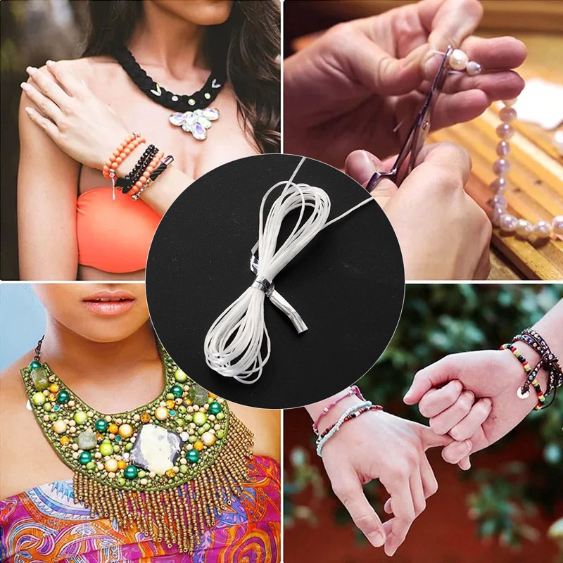 สายร้อยลูกปัด ยาว 2 ม. สีขาว สําหรับทําเครื่องประดับ สร้อยคอ สร้อยข้อมือ DIY