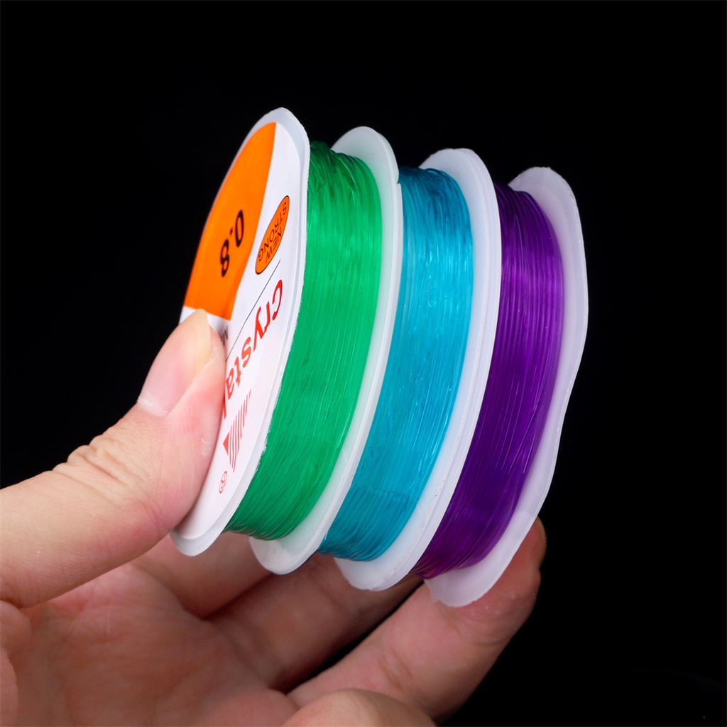 สายเชือก สีพื้น แบบยืดหยุ่น สําหรับทําเครื่องประดับ ขนาด 0.6 - 1 มม.