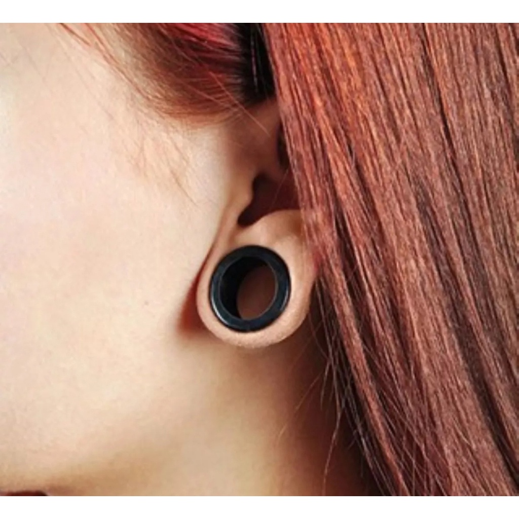 (สีดำ 1 ชิ้น) 3 mm. - 40 mm. จิวหู ตาไก่ สแตนเลสแท้ Stainless 316L จิวขยายหู ระเบิดหู จิวตาไก่ จิวหูตาไก่