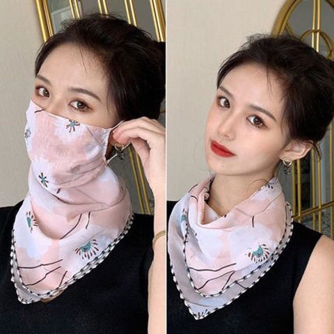 หน้ากาก ผ้าชีฟอง ป้องกันแดด สําหรับผู้หญิง