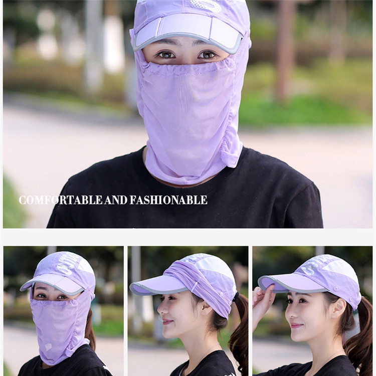 หมวกกันแดด กลางแจ้ง หมวกคลุมหน้า กันฝุ่น ระบายอากาศดี ปิดหน้าถีงคอรอบ