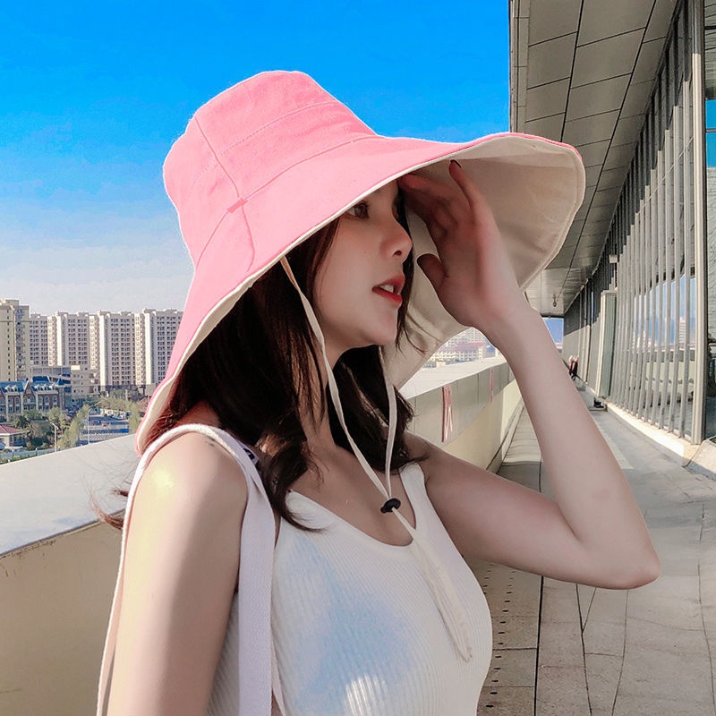 หมวกกันแดดสไตล์ญี่ปุ่นหมวกปีกกว้าง หมวกสองด้าน