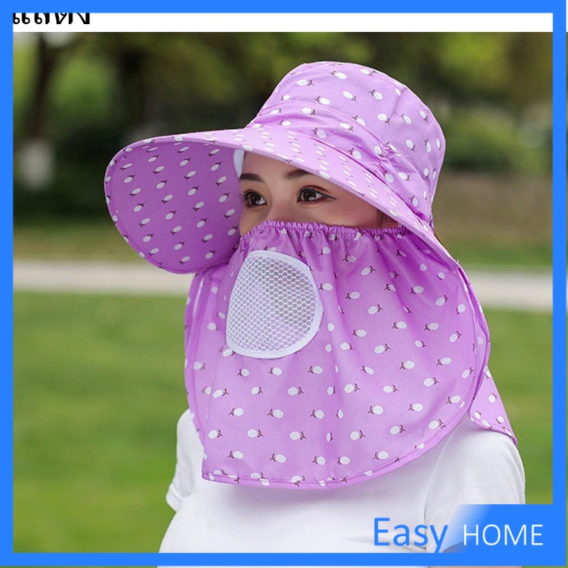 หมวกคลุมหน้าปีกกว้างกันแดดกันลมกันฝุ่น Shawl Sun Hat