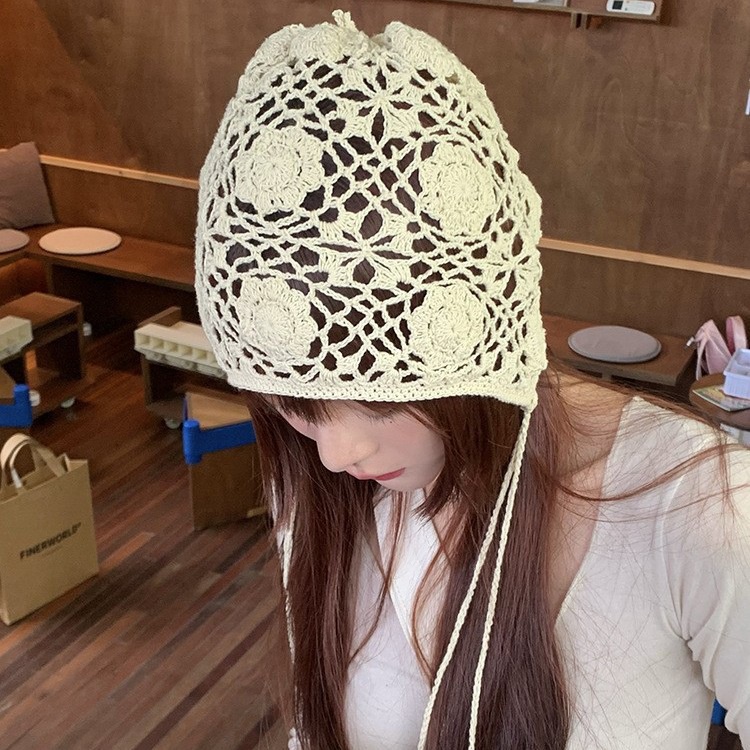 หมวกถัก ลายดอกไม้น่ารัก สไตล์เกาหลี สําหรับผู้หญิง