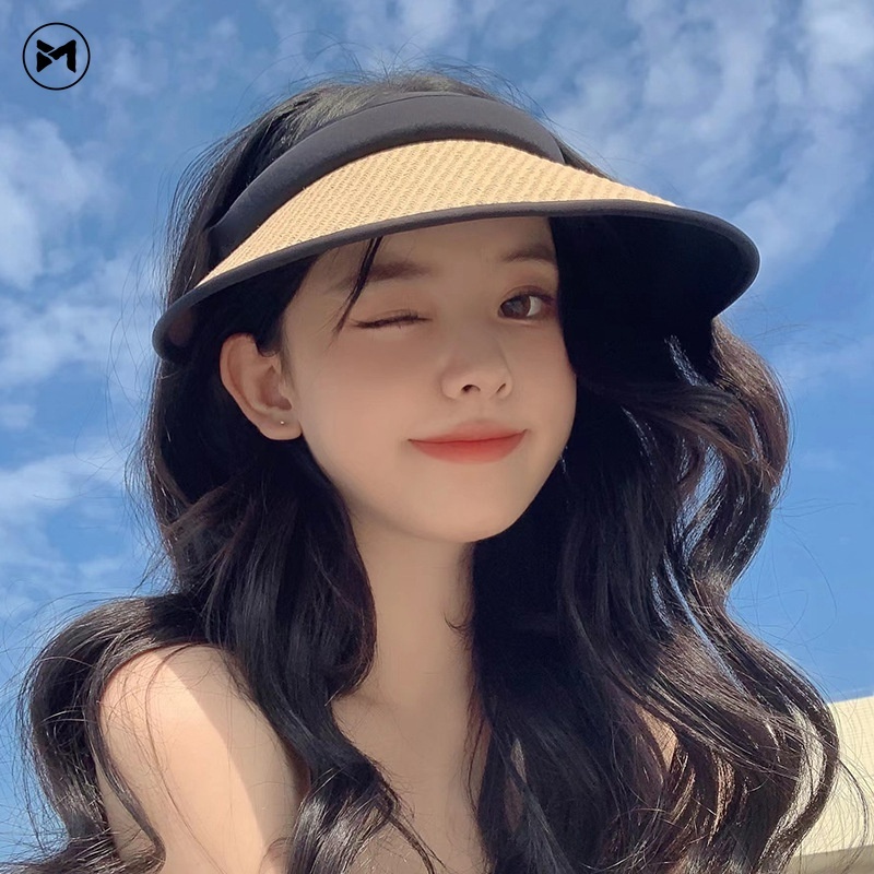หมวกยางเปล่า ป้องกันแดด พิมพ์ลายตัวอักษร แฟชั่นฤดูร้อน สําหรับผู้หญิง 2022
