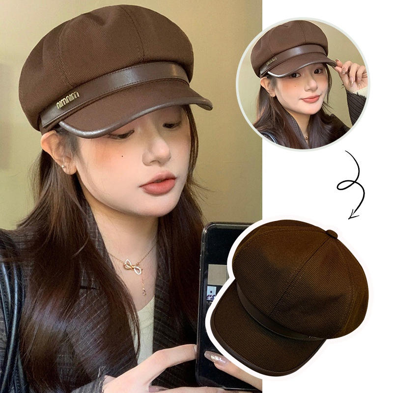 หมวกเบเร่ต์ ทรงแปดเหลี่ยม ให้ความอบอุ่น แฟชั่นฤดูหนาว สําหรับผู้หญิง