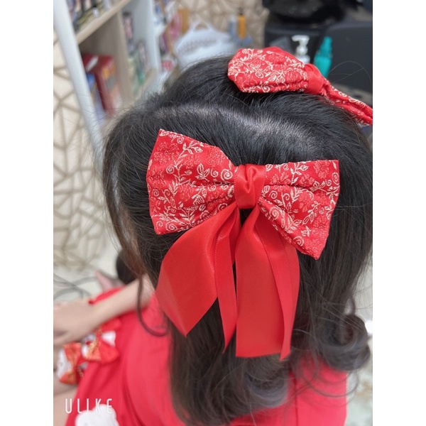 อัพเดตลายใหม่  กิ๊บติดผม ยางมัดผม งานตรุษจีน สีแดง กิ๊บติดผมตรุษจีน