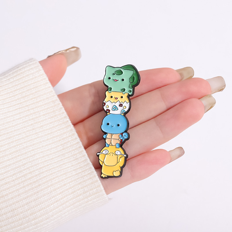 เข็มกลัด รูปการ์ตูน Poke mon Jenga Pikachu Squirtle น่ารัก สร้างสรรค์ เครื่องประดับ ของขวัญ