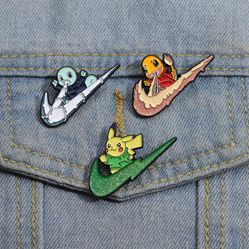 เข็มกลัด รูปการ์ตูน Pokemon Enamel Pins Elf Pocket Monster Pikachu เครื่องประดับ สําหรับเพื่อน