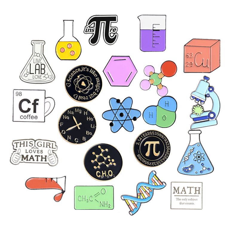 เข็มกลัด รูปสัญลักษณ์โมเลกุลของ Atomic Weight Mechanics Enamel Pins Dna สําหรับนักวิทยาศาสตร์