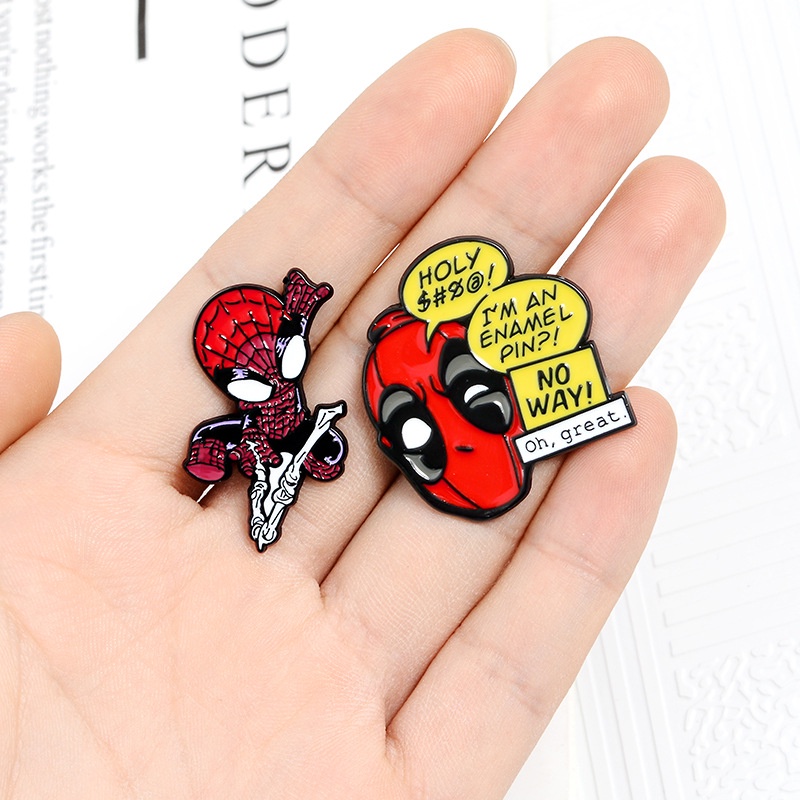 เข็มกลัด โลหะผสม ลายการ์ตูนสไปเดอร์แมน สไปเดอร์แมน อุปกรณ์เสริม สําหรับตกแต่งเสื้อผ้า