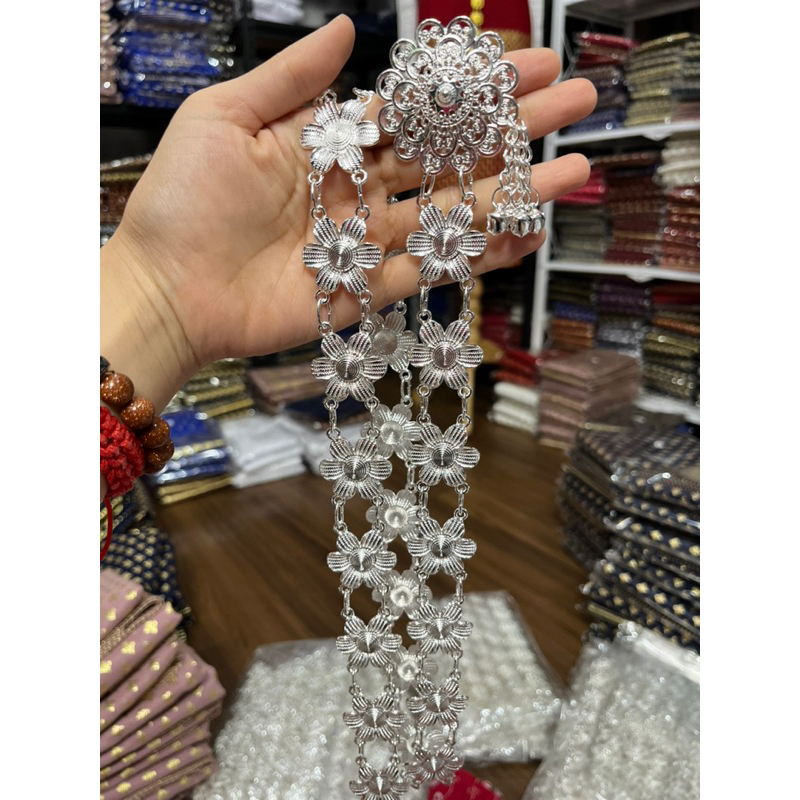 เข็มขัดเงิน ลวดลายสวย เครื่องประดับ ยาว40นิ้ว 60นิ้ว