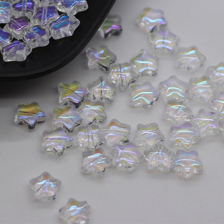เครื่องประดับ ต่างหู ลูกปัดแก้ว รูปดาวห้าแฉก ขนาดเล็ก สวยหรู Diy 8 มม.