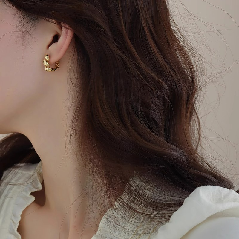 เครื่องประดับ ต่างหูกระดุม ชุบทอง 18k หรูหรา สไตล์เกาหลี