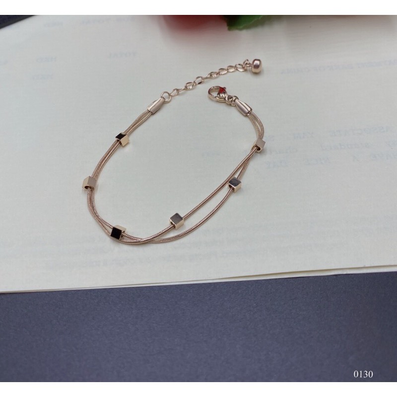 เครื่องประดับ พร้อมส่ง สร้อยข้อมืองานโซ่เล็กหนา สร้อยสองเลเยอร์สองเส้น