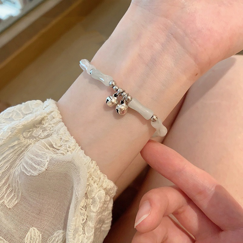 เครื่องประดับ สร้อยข้อมือ ประดับลูกปัดหยกเทียม แบบเรียบง่าย สไตล์จีน สําหรับผู้หญิง