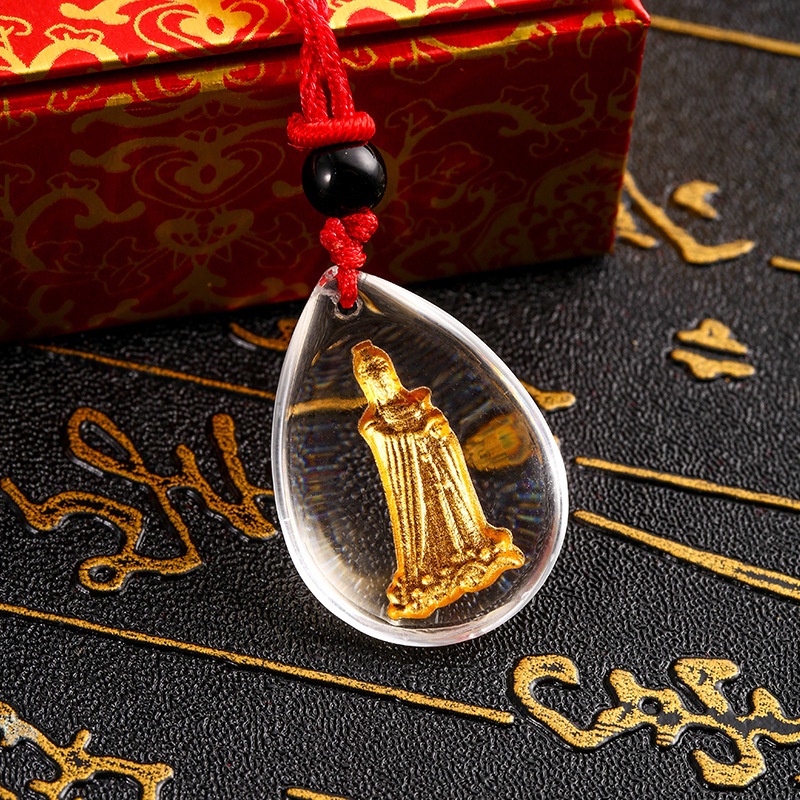 เครื่องประดับ สร้อยคอ จี้คริสตัลใส รูปพระพุทธรูป Matsu Guanyin Maitreya สําหรับวันแม่