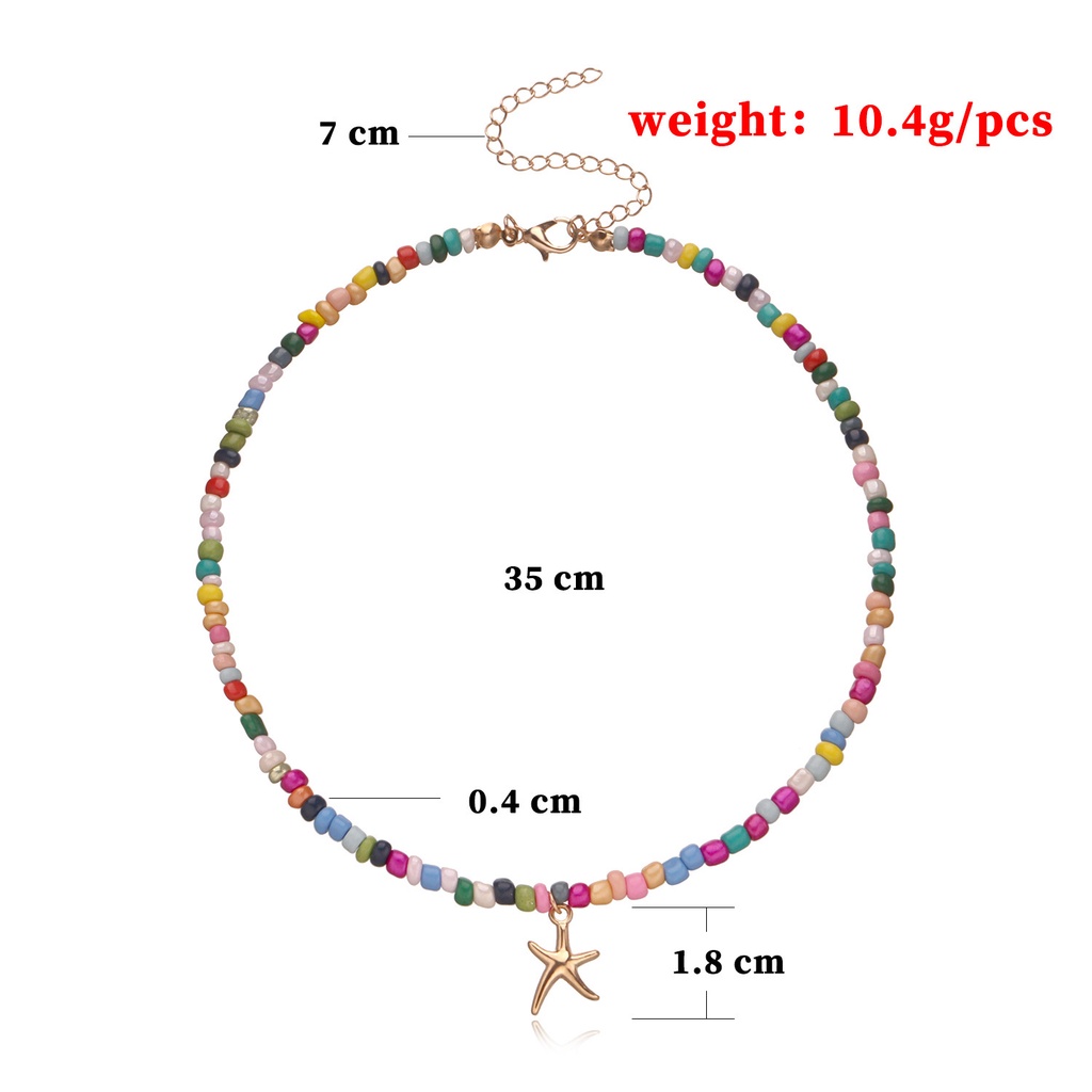 เครื่องประดับ สร้อยคอ โลหะผสม จี้ลูกปัดข้าว ปลาดาว ผีเสื้อ สีสันสดใส สําหรับผู้หญิง