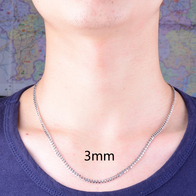 เครื่องประดับแฟชั่น สร้อยคอโซ่ สเตนเลส สีเงิน 3 5 8 มม. สําหรับผู้ชาย