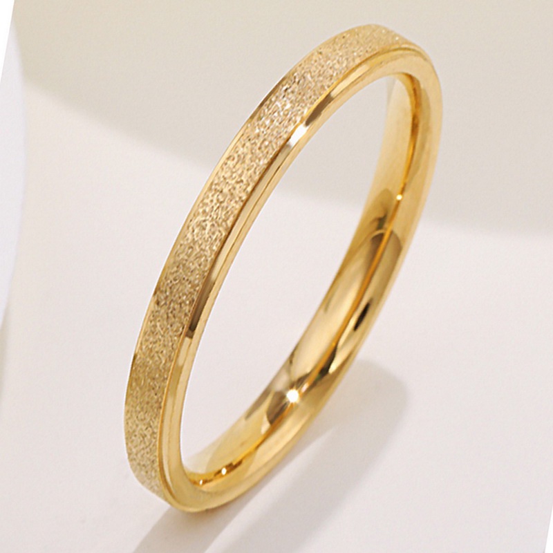 เครื่องประดับแหวนสแตนเลสสีทองสีเงินสไตล์เกาหลี Unisex #5040 2มม.
