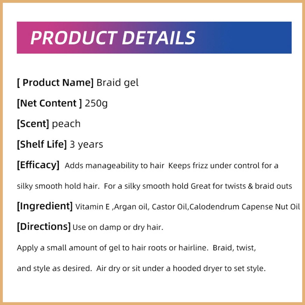 เจลหนีบผม จัดแต่งทรงผม 250 มล. สําหรับ Braiders Control Edge & Frizz joltth