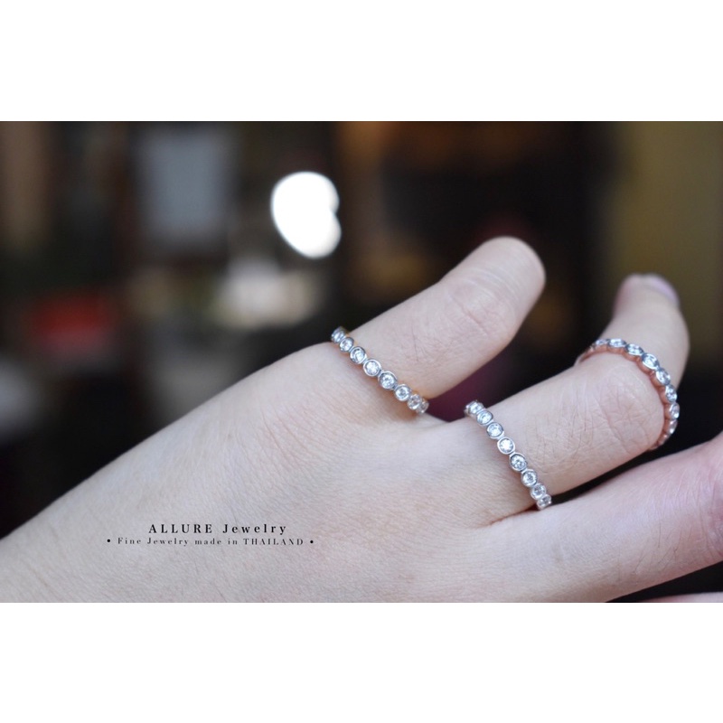 [แถมฟรีกล่องจิวเวอร์รี่] แหวนเพชรเงินแท้ชุบเคลือบทองคำขาว ✨ [ Darin ] Allure Jewelry