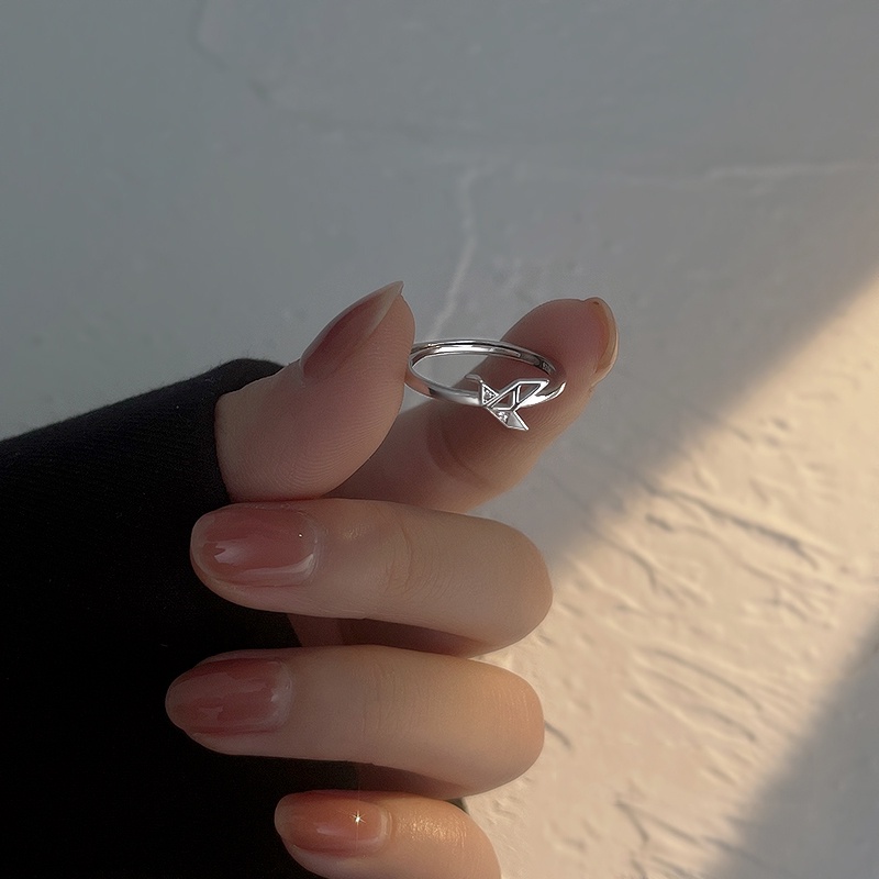 แหวน Elegant Bird Crystal Silver Ring Fashion Thousand Paper Cranes Party Finger Rings for Women Jewelry Gift