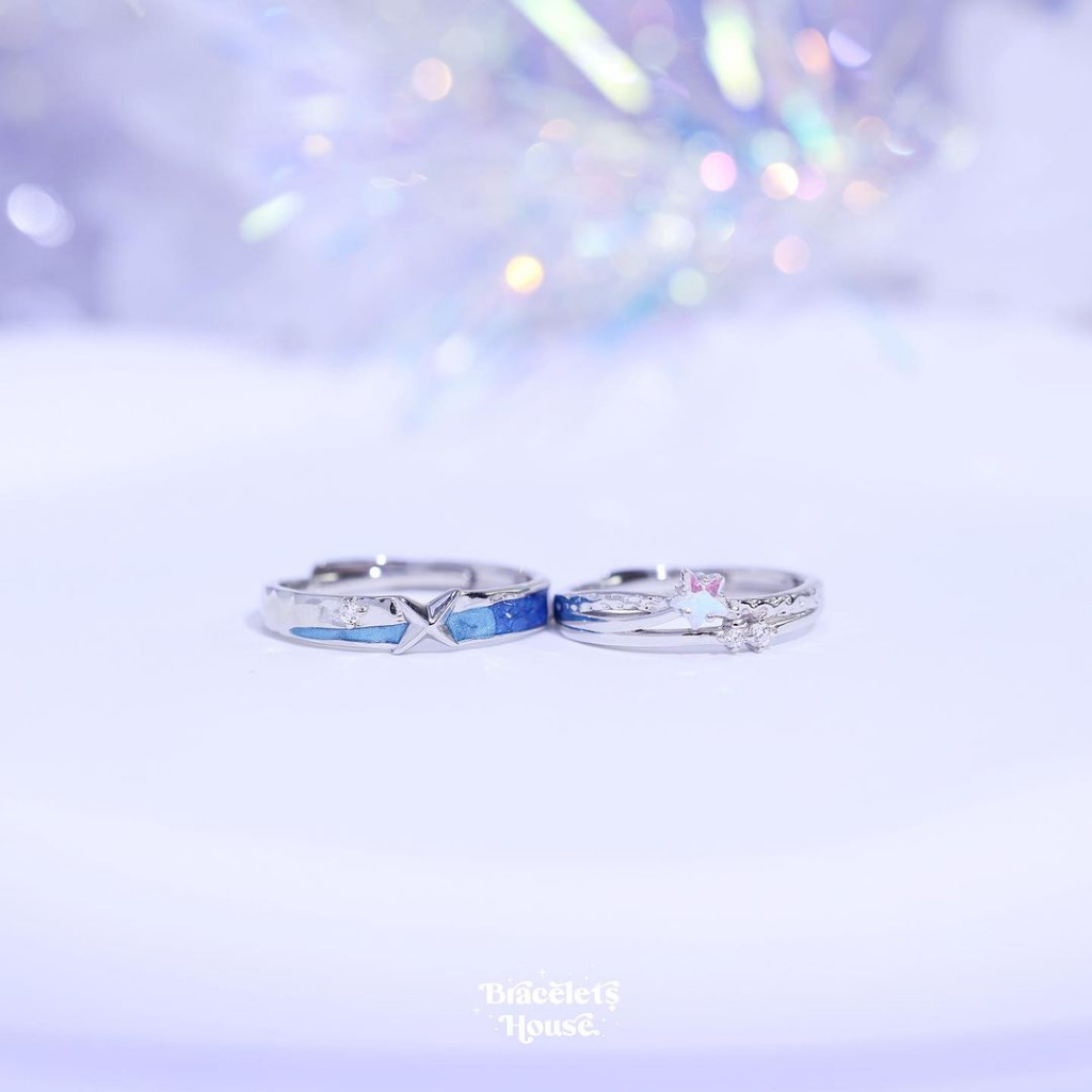 แหวนคู่เงินแท้ Sparkle Star  ส่งฟรี EMS !