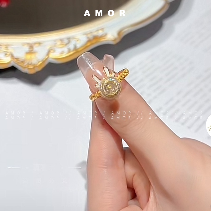 แหวนเพชร รูปมังกร ปีใหม่ ปรับได้ หมุนได้ 2024