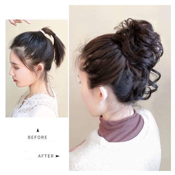 แฮร์พีช ดังโงะ ผมลอนยุ่ง วิกผมปลอม แบบยางยืดครอบ พร้อมส่ง(Dungngo-S)