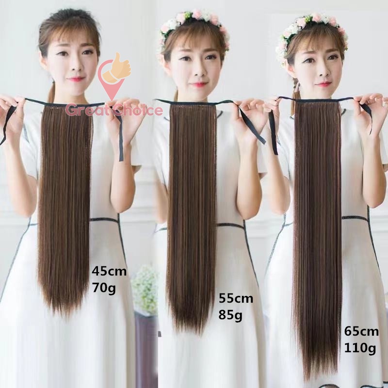 แฮร์พีชหางม้าผูกตรง   ไหมคุณภาพดี ยาว 40,50,60 ซม. อย่างดี แบบหนาคุณภาพดี   พร้อมเก็บเงินปลายทาง gc99