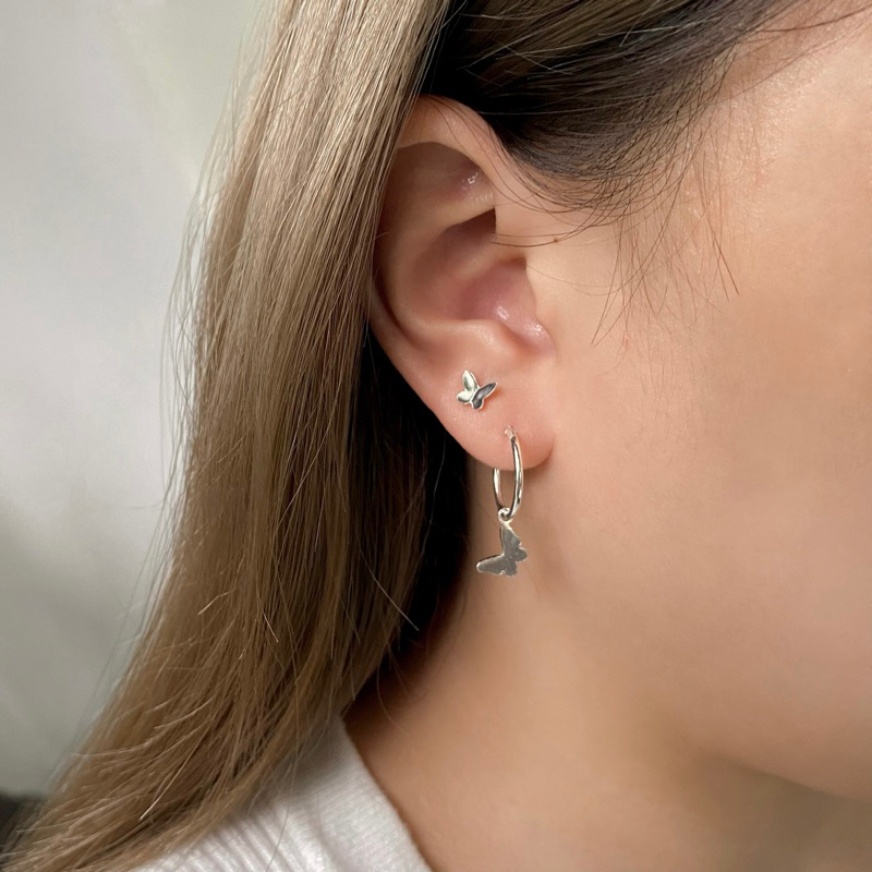 โค้ด 3F875 ลด 45.- Butterfly stud earrings / silver925 ต่างหูผีเสื้อ เงินแท้925 (ราคา/คู่) เหมาะกับคนแพ้ง่าย