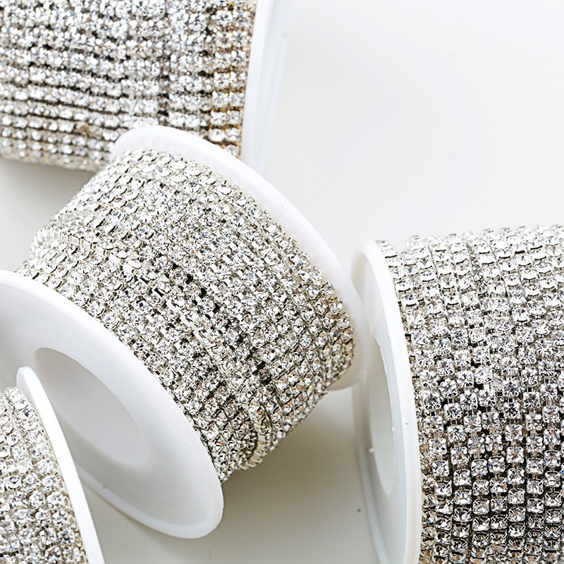 โซ่คริสตัล พลอยเทียม SS6-SS16 ยาว 9.2 เมตร สําหรับทําเครื่องประดับ งานฝีมือ DIY