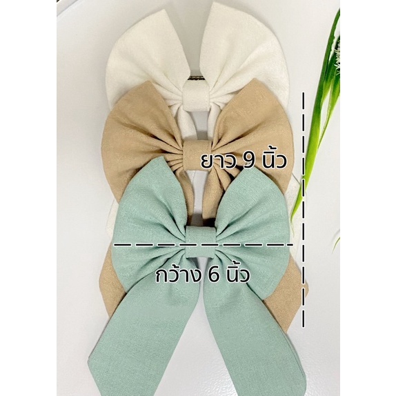โบว์ติดผมผ้าฝ้ายแฮนด์เมด