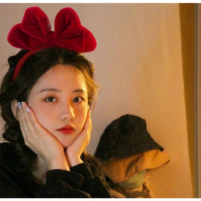 โบว์ผ้ากำมะหยี่โบว์เหมือนแม่มดน้อยkiki-(พร้อมส่ง❤️)