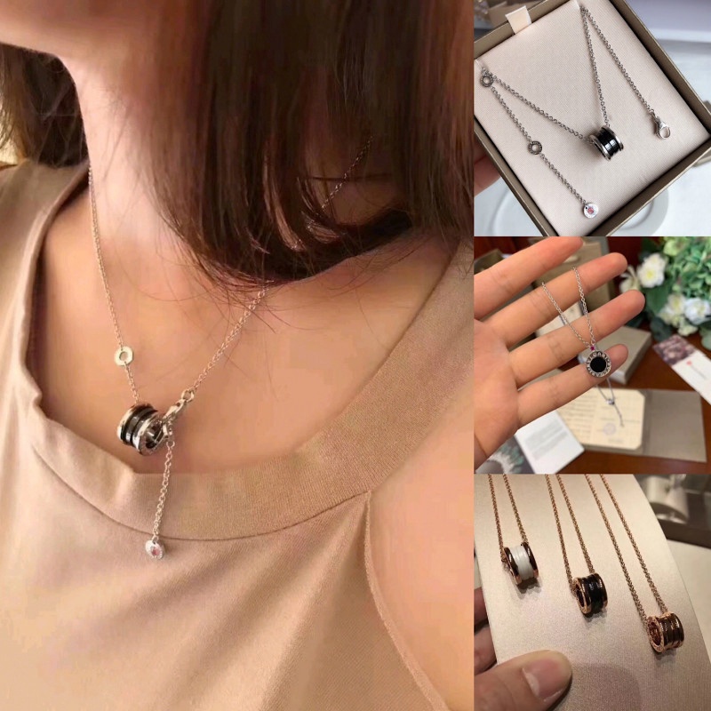 ใหม่ B.zero1 สร้อยคอ พร้อมจี้เซรามิค สีโรสโกลด์ 18 Kt พร้อมจี้ สีดํา 2022