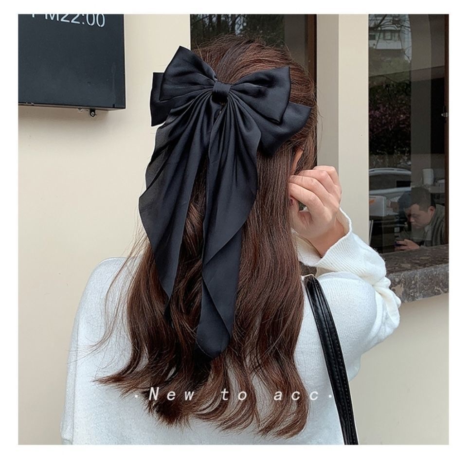 ใหม่ กิ๊บติดผมหางม้า ผ้าชีฟอง ประดับโบว์ ขนาดใหญ่ สีพื้น เหมาะกับฤดูร้อน สําหรับผู้หญิง