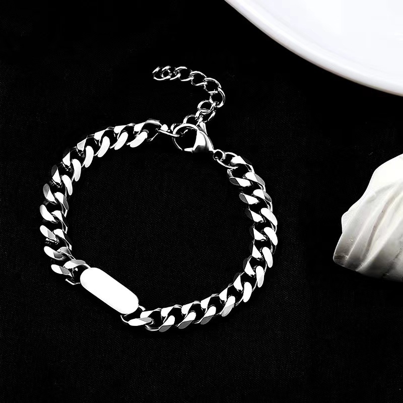 ใหม่ สร้อยข้อมือโซ่เหล็กไทเทเนียม สไตล์ฮิปฮอป ไฮเอนด์ สําหรับผู้ชาย