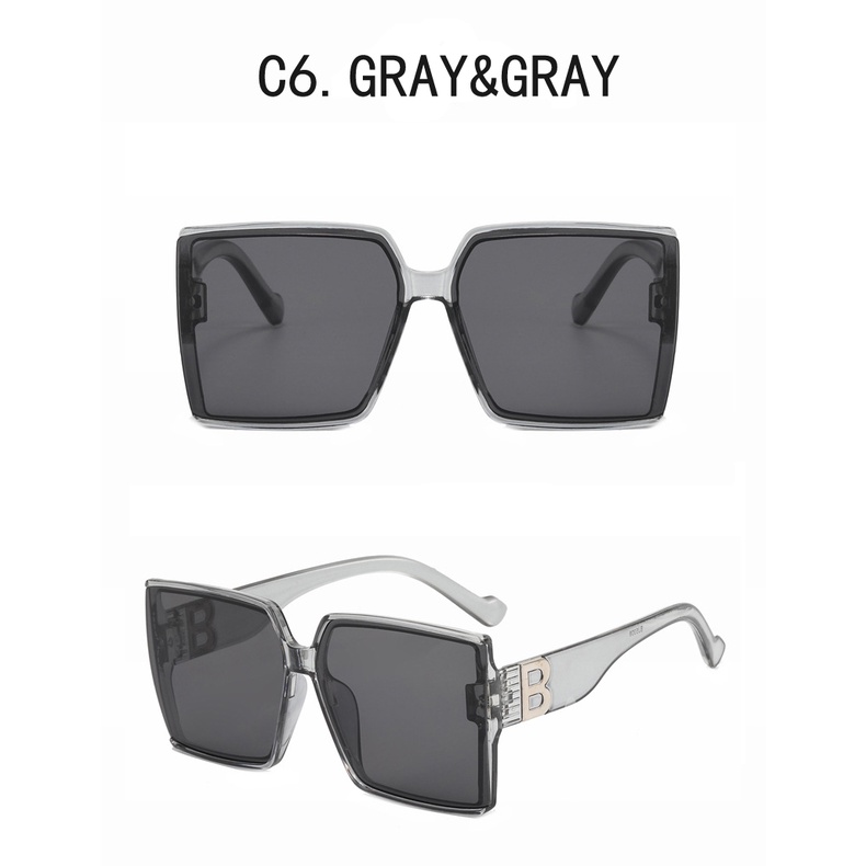 ใหม่ แว่นตากันแดดแฟชั่น ทรงสี่เหลี่ยม ลายตัวอักษร B สีฟ้า สําหรับผู้ชาย และผู้หญิง
