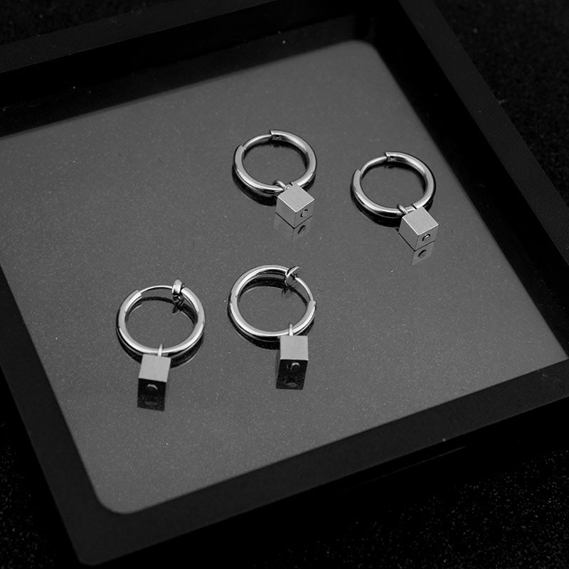 ใหม่เครื่องประดับต่างหูคลิปแฟชั่น cube drop 1 ชิ้น