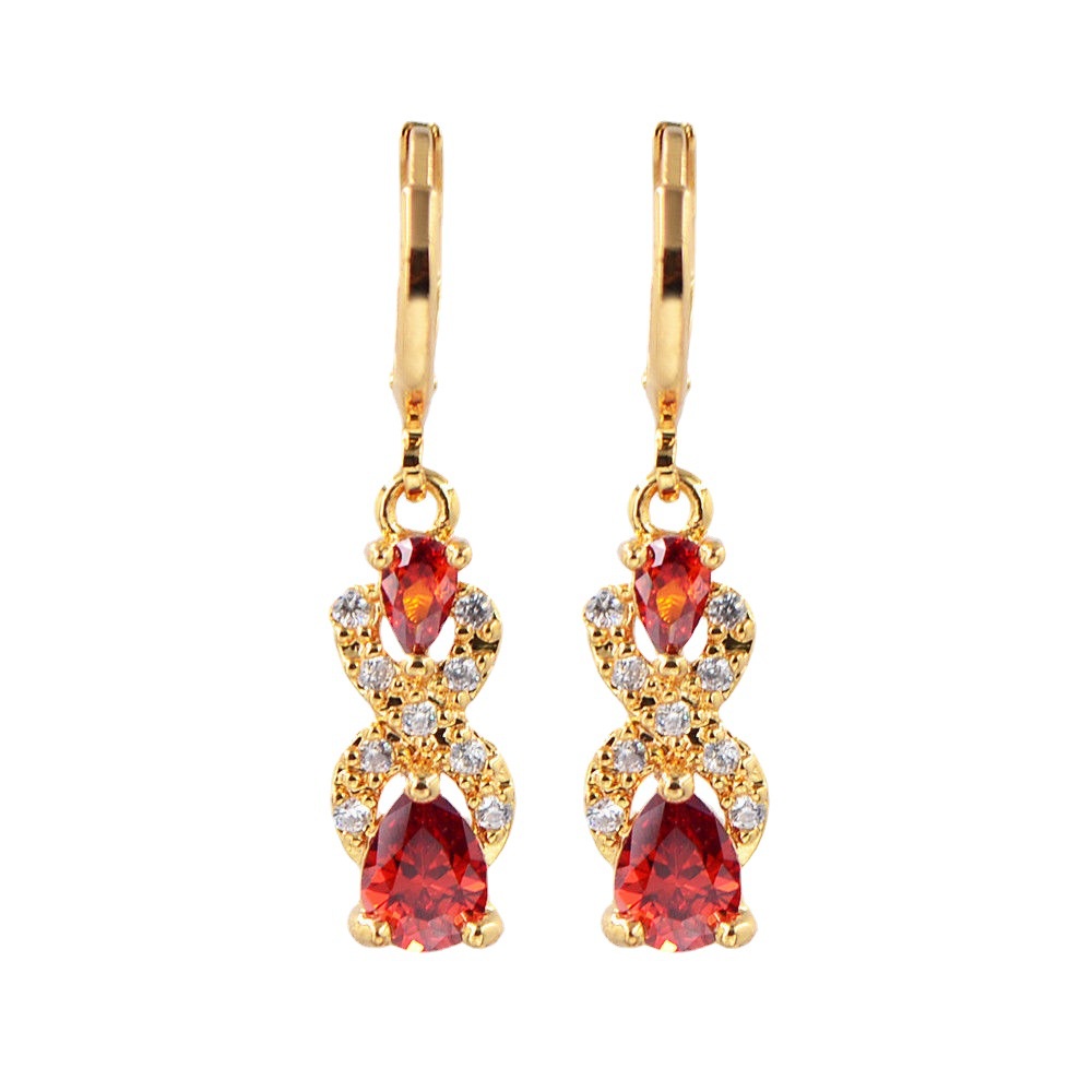 ♥ เครื่องประดับ ต่างหูคริสตัล ชุบทอง 18k รูปหยดน้ํา ประดับเพชร สีเขียว แบบสร้างสรรค์ หรูหรา