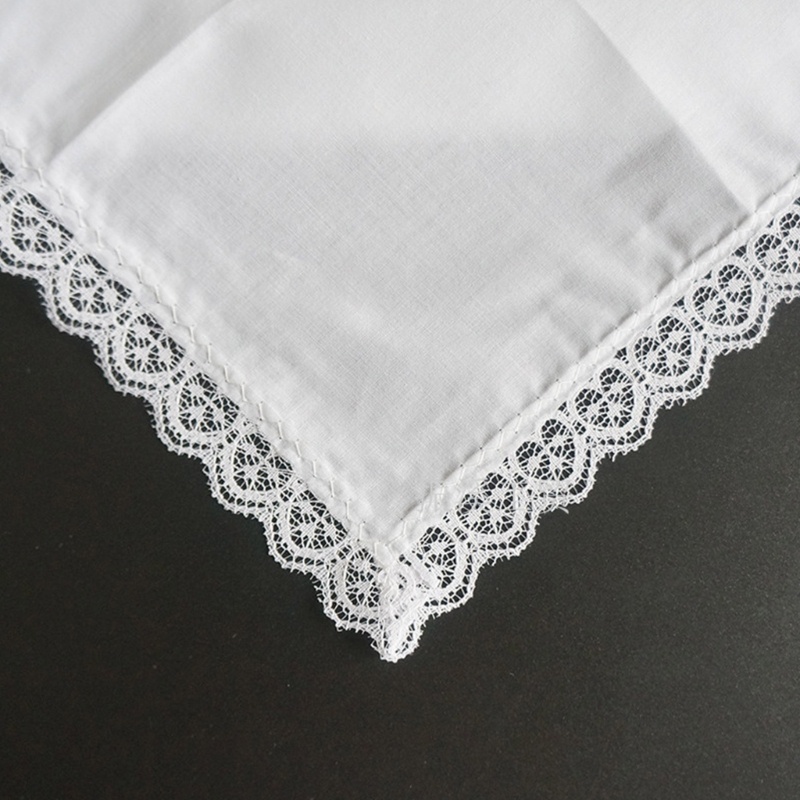 ✿ ผ้าเช็ดหน้า แต่งขอบลูกไม้ แบบพกพา ซักทําความสะอาดได้ DIY สําหรับผู้หญิง