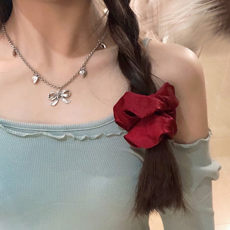 ✿ สร้อยคอโชคเกอร์ สายโซ่ จี้รูปหัวใจ ประดับโบว์ สไตล์เกาหลี สําหรับผู้หญิง Y2K