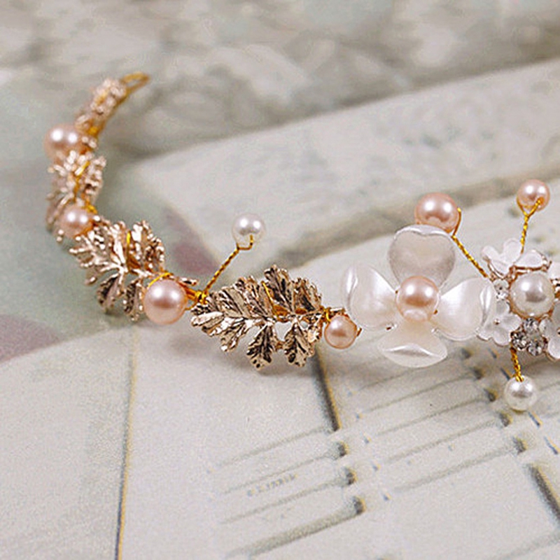❤ AUTU ที่คาดผมประดับไข่มุก Rhinestone