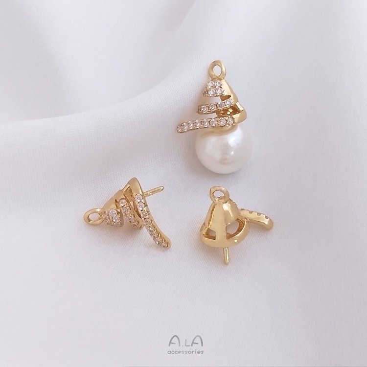 ❤️เครื่องประดับ DIY❤️จี้ไข่มุกคริสตัลชุบทอง 14K สําหรับทําเพทาย【ฝาลูกปัด/ปะเก็น】