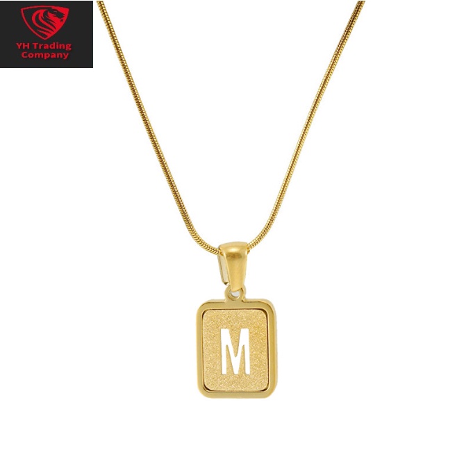 ⭐Y.H⭐ ทรายสีทอง 18K กลวง ประดับจี้รูปตัวอักษร สีทอง สําหรับผู้หญิง สร้อยคอ สเตนเลส