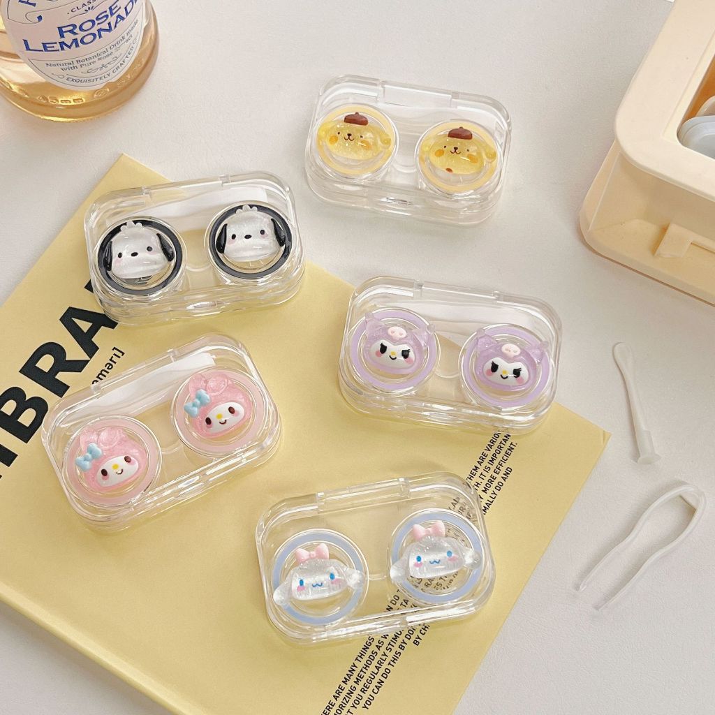⭐️กล่องคอนแทคเลนส์ ขนาดเล็ก แบบพกพา ลายการ์ตูน Sanrio แวววาว สําหรับใส่คอนแทคเลนส์【Banlu376】