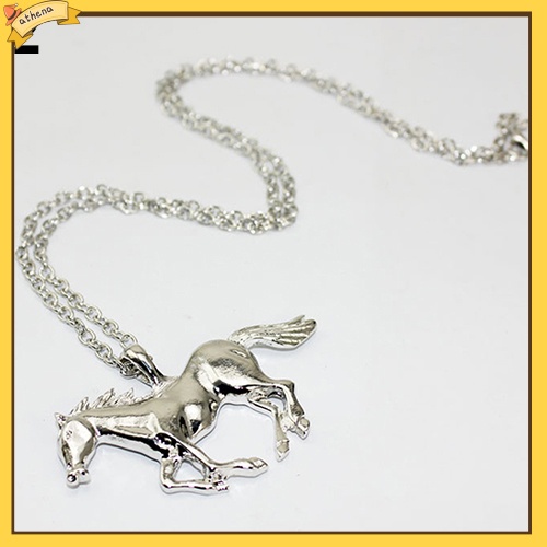 【Athena】เครื่องประดับแฟชั่นสร้อยคอโซ่ยาวจี้ม้าหรูหราสําหรับสตรี
